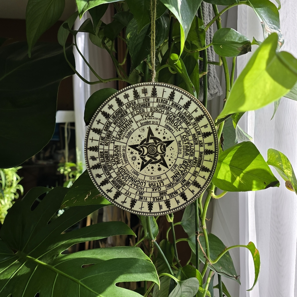 Witches' Wheel of the Year Hanging Wooden Calender